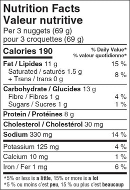 nutrition facts label