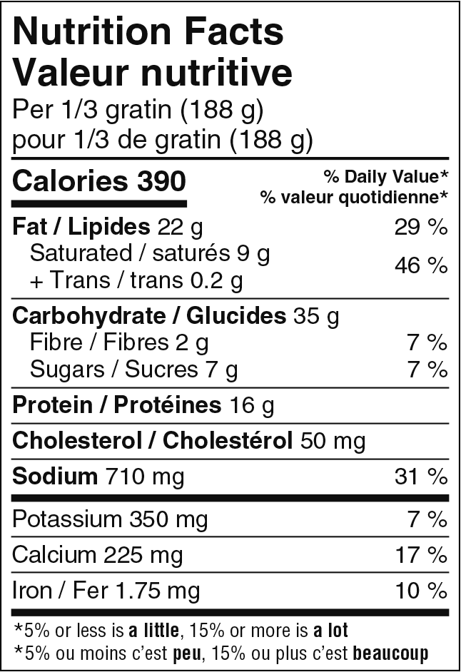 nutrition facts label