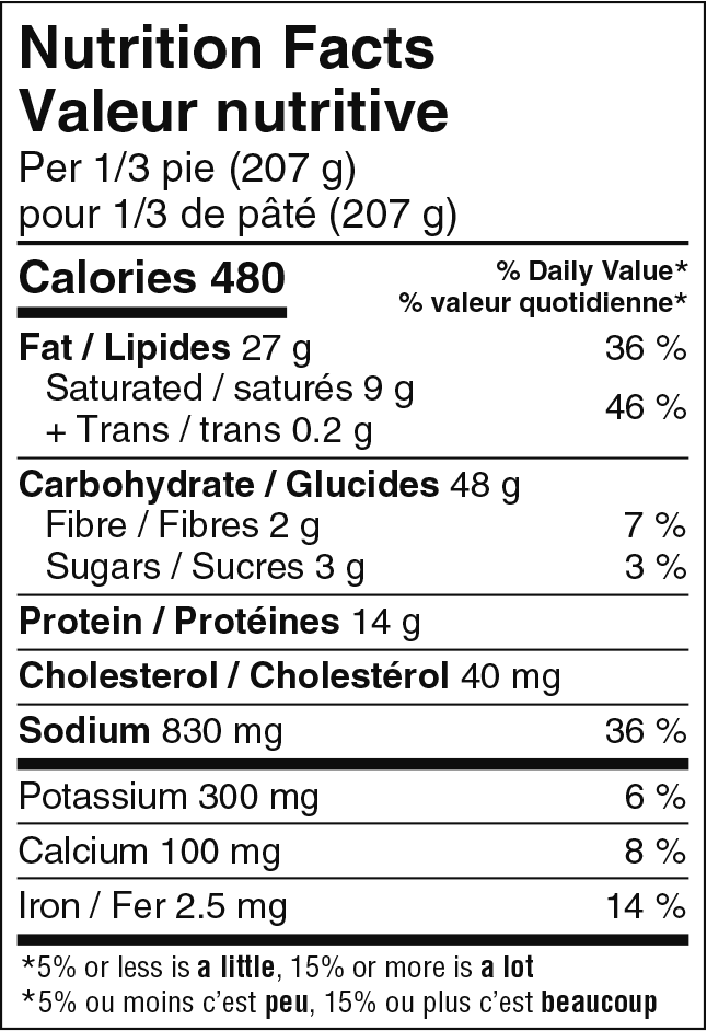 nutrition facts label