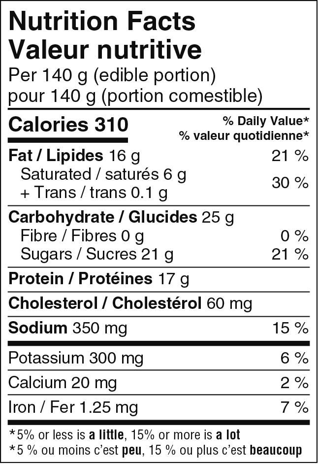 nutrition facts label